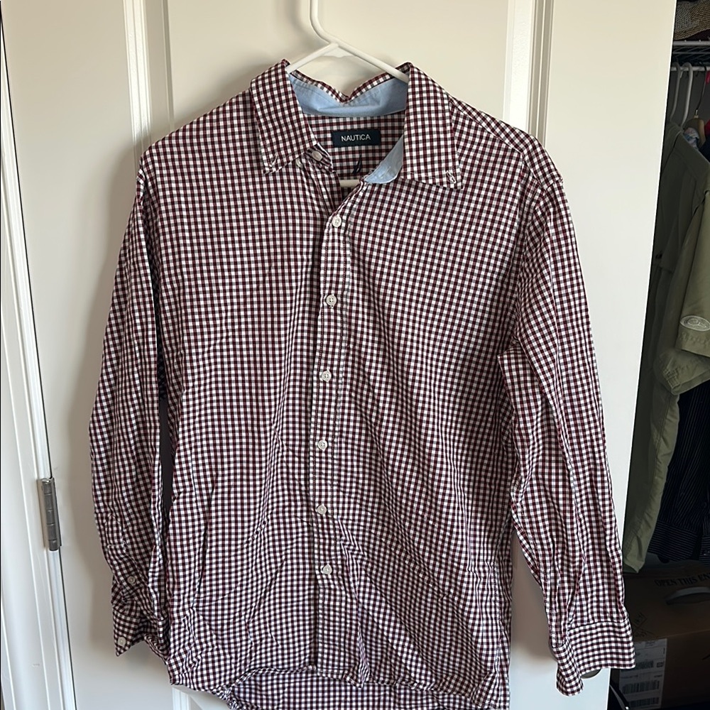 Nautica Men's Red Checkered Shirt
